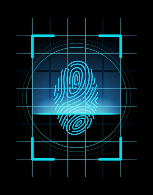 Vector fingerprint identification futuristic technology scan fingerprint security or identification system concept vector illustration biometric data design security system of thumb lines