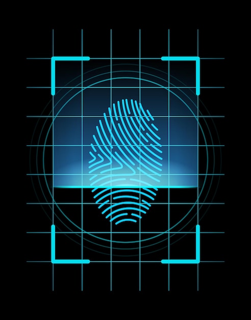 Vector fingerprint identification futuristic technology scan fingerprint security or identification system concept vector illustration biometric data design security system of thumb lines