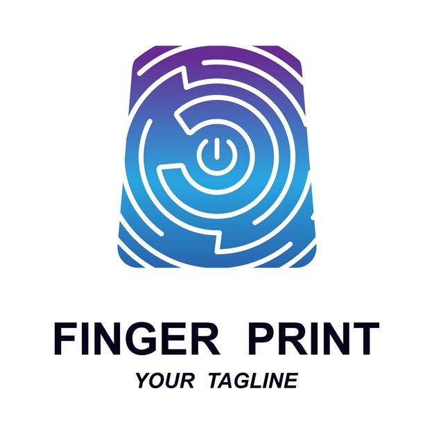 Fingerprint identification logo with slogan template