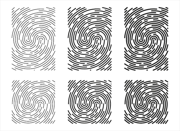 Fingerprint identification symbol icon set in flat style Security authentication