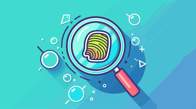 Vector fingerprint and magnifying glass vector illustration for investigation and security concepts