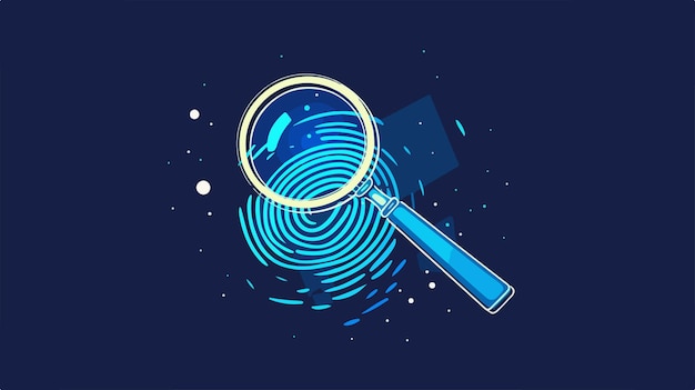 Vector fingerprint and magnifying glass vector illustration for investigation and security concepts