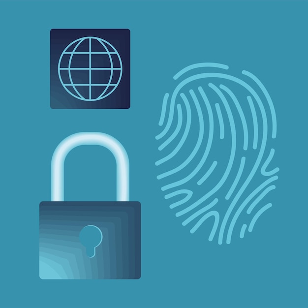 Fingerprint and padlock cybersecurity