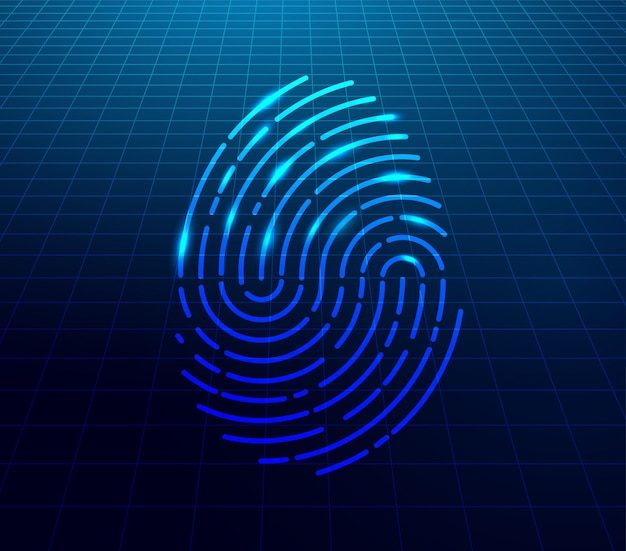 Fingerprint scanner Cyber security technology identification concept Futuristic technology background Vector illustration