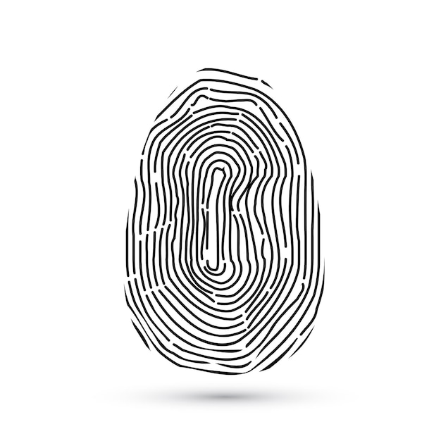 Fingerprint vector icons isolated on write with shadow Biometric technology for person identity Security access authorization system Electronic signature Black finger print