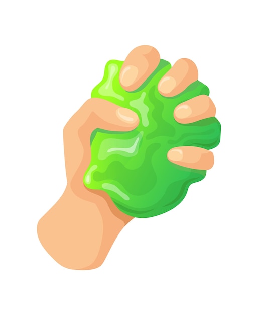 Fingers squeeze mucus, child game, vector illustration