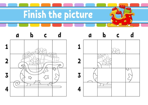 Finish the picture Coloring book pages for kids Education developing worksheet Game for children