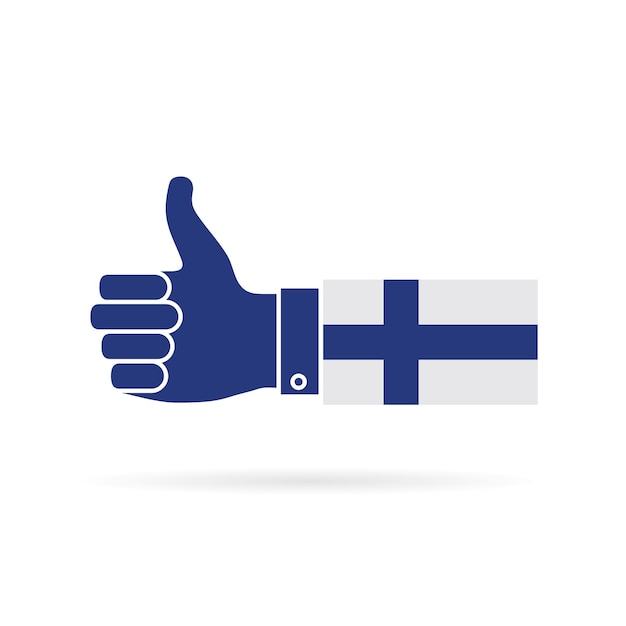 Finland country flag thumbs up vector icon