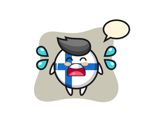 Finland flag badge cartoon illustration with crying gesture