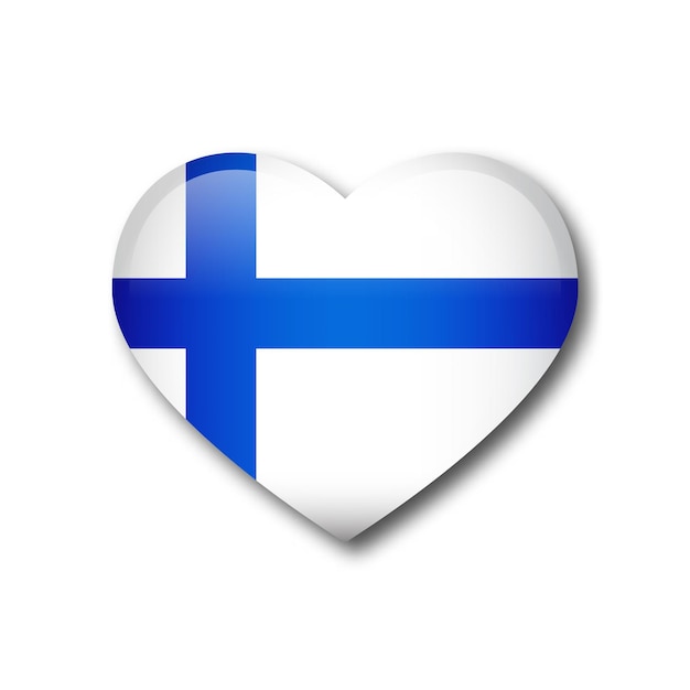 Finland flag in heart silhouette Heartshaped Finland flag Vector illustration