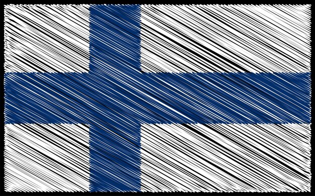 Vector finland flag with sketch scribble effect