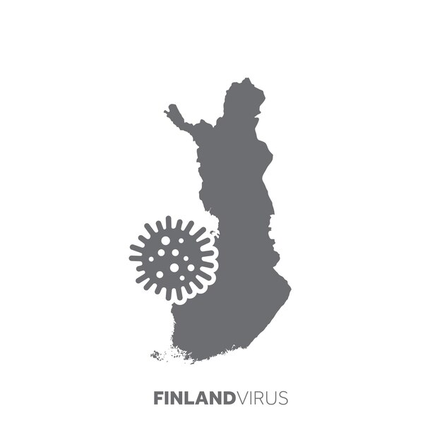 Finland map with a virus microbe illness and disease outbreak