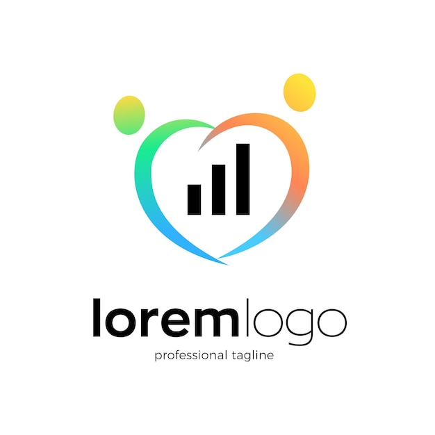 Fintech company logo with abstract human love symbol