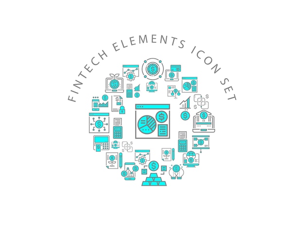 Fintech icon set design