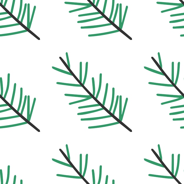 Fir branches pattern in modern scandinavian style in vector.