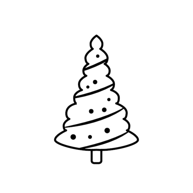 Fir tree black line icon Pine illustration