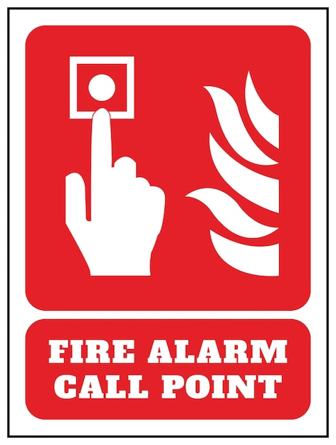 Vector fire alarm call point sign isolated on red background drawing by illustration