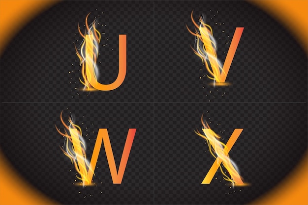 Fire Alphabet Letters Vector design