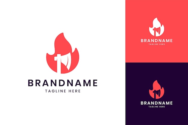 Fire ax negative space logo design