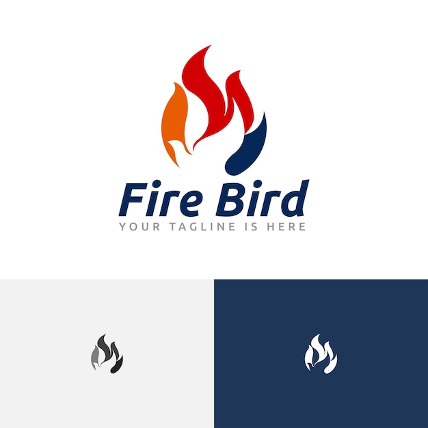 Fire Bird Flame Hot Phoenix Negative Space Logo