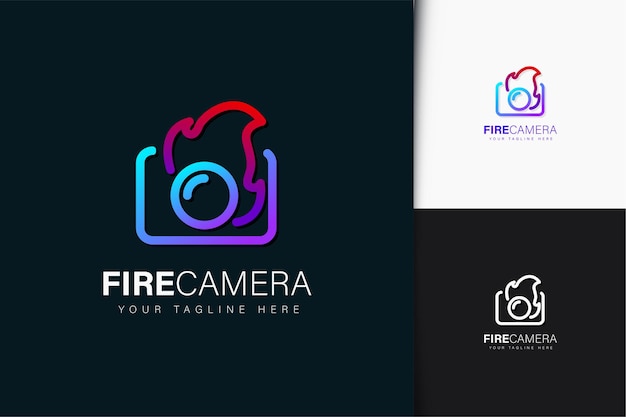 Fire camera logo design with gradient