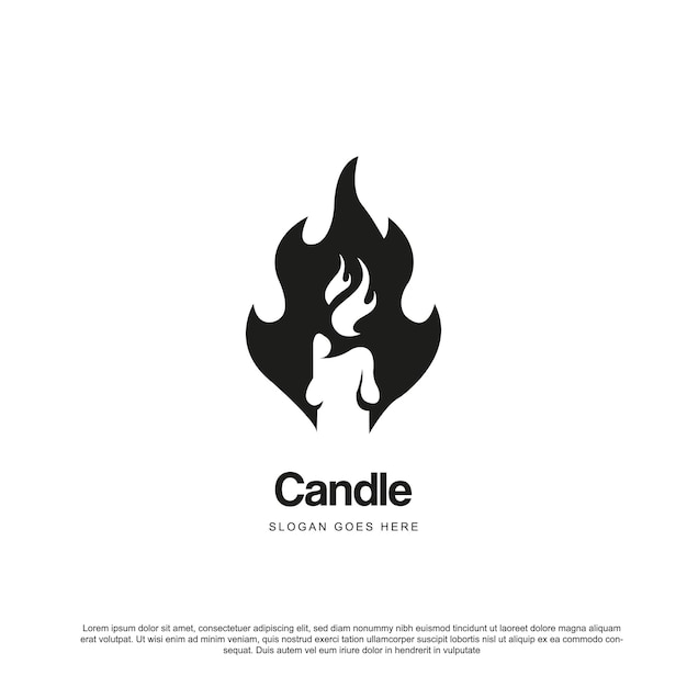 Fire candle logo template vector illustration