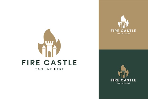 Fire castle negative space logo design