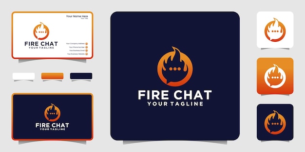 Fire And Chat, Flame Talk Logo Design and business card