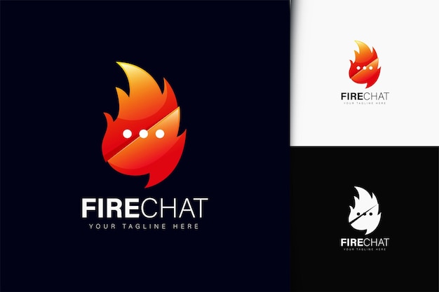 Fire chat logo design with gradient