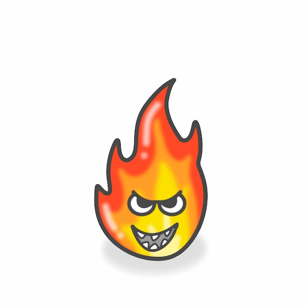 Fire Cute Character Flat Cartoon Vector Design Illustration