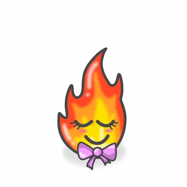 Fire Cute Character Flat Cartoon Vector Design Illustration