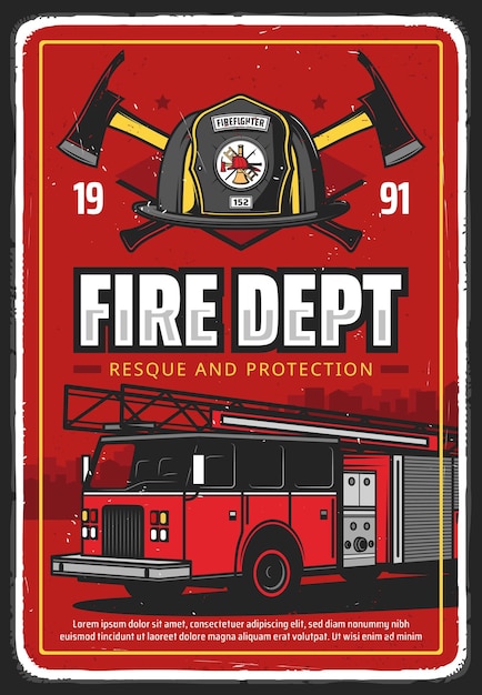 Fire department emergency rescue squad poster