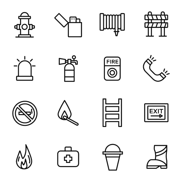 Fire department icon pack, with outline icon style