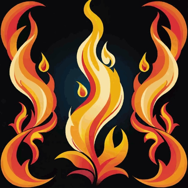 Vector a fire design with flames cartoon drawing artwork vector