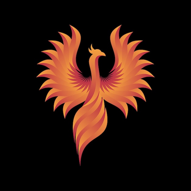 Fire eagle phoenix logo design vector illustration