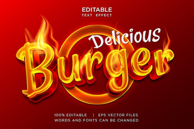 fire editable text effect with food theme