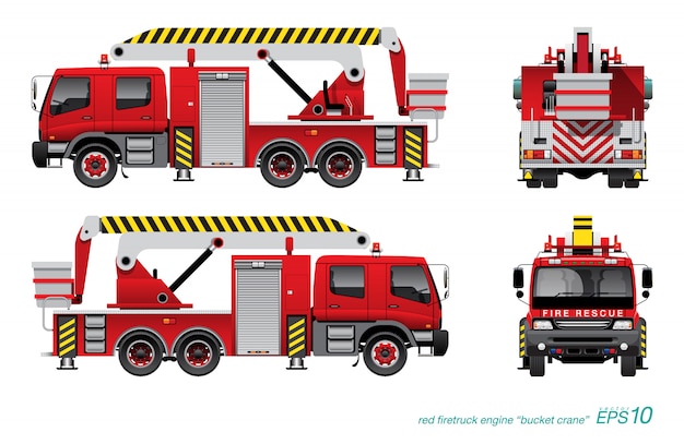 fire engine with bucket crane