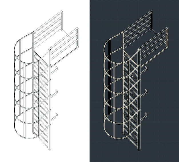 Fire escape isometric blueprints