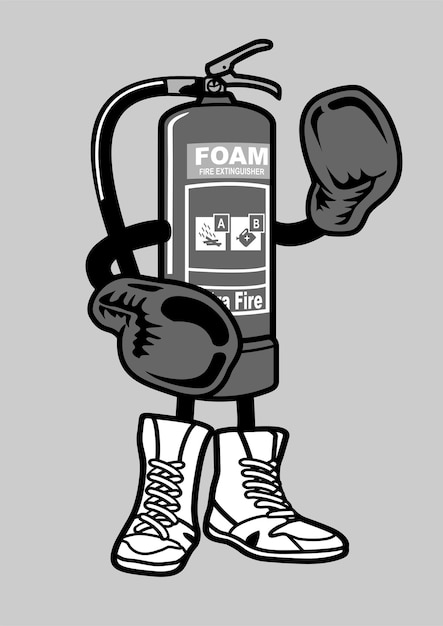 Fire Extinguisher Boxer Cartoon Character