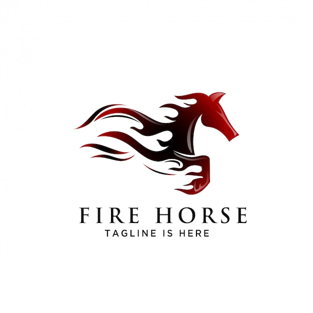 fire Fast speed jump horse logo