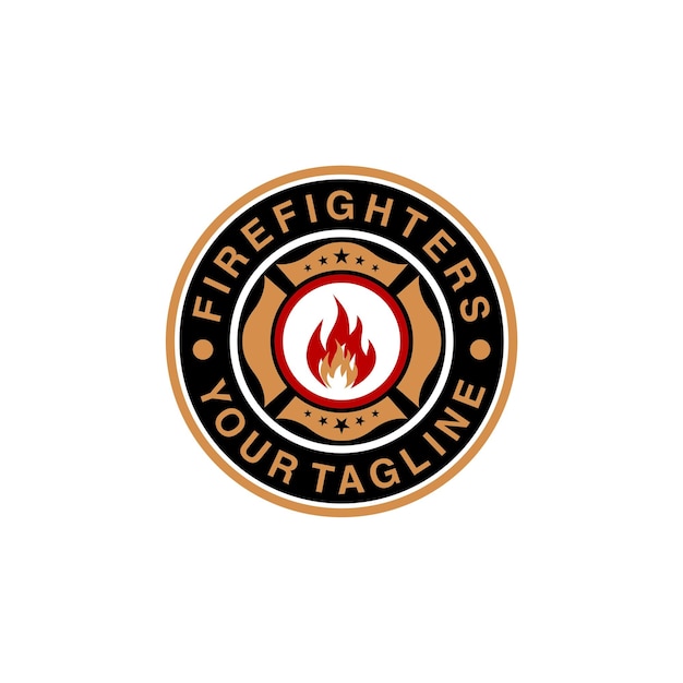 fire fighter badge vector logo design