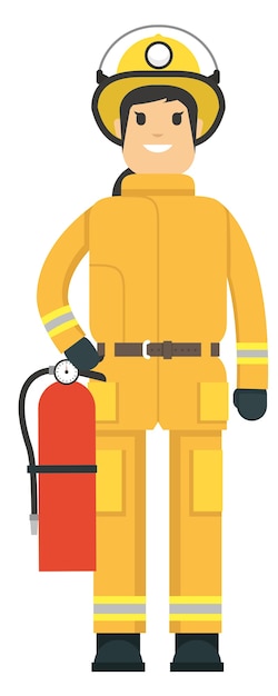 Fire fighter holding an extinguisher