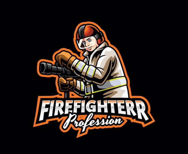 Fire fighter mascot logo design