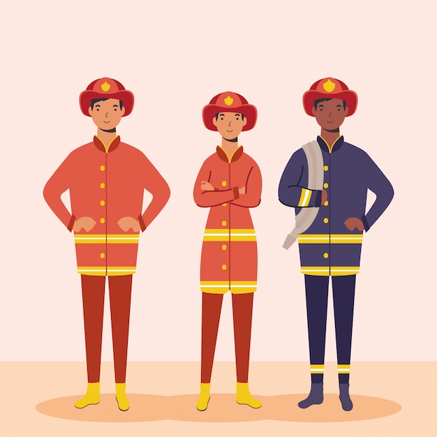 Fire fighters essential workers characters