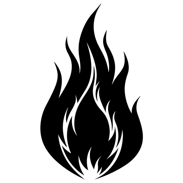 Vector fire flame black silhouette vector art and illustration