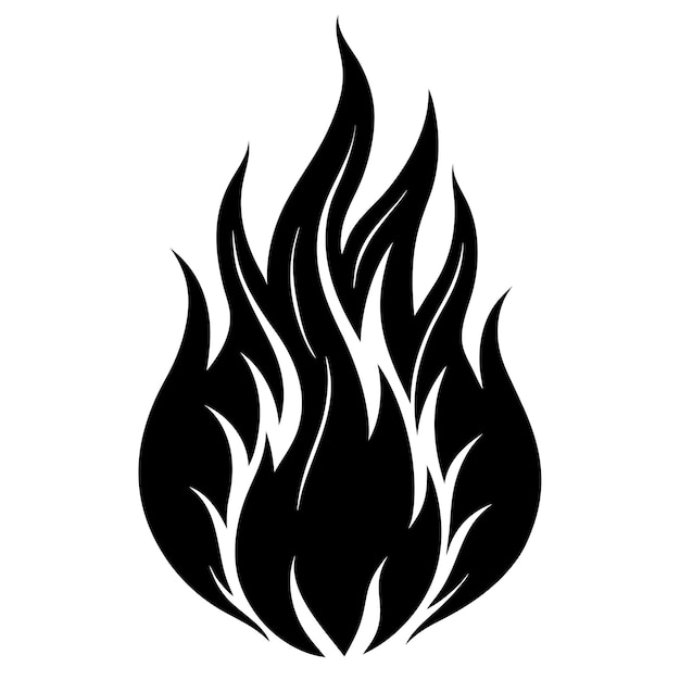 Vector fire flame black silhouette vector art and illustration