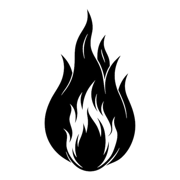 Vector fire flame black silhouette vector art and illustration