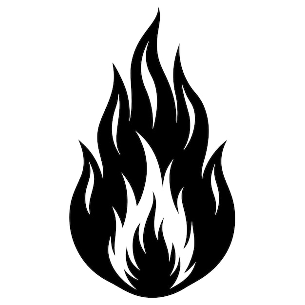 Vector fire flame black silhouette vector art and illustration