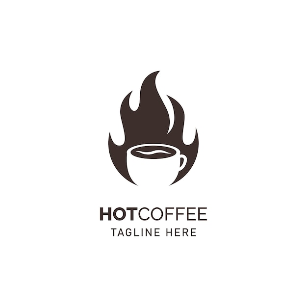 Fire flame cup coffee creative design vector template for hot coffee logo