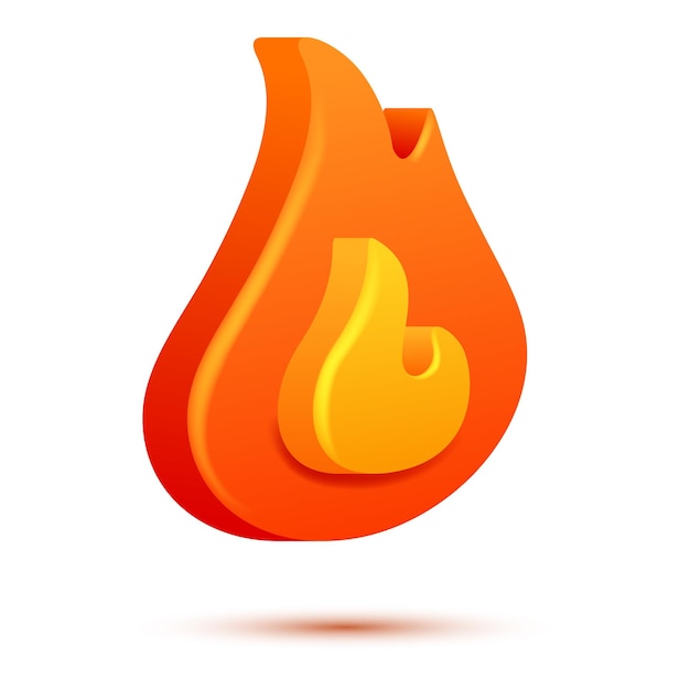 Fire flame d vector cartoon d isolated vector illustration